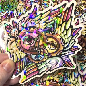 Sparkle Rainbow Ophanim | Large Clear Vinyl Sticker