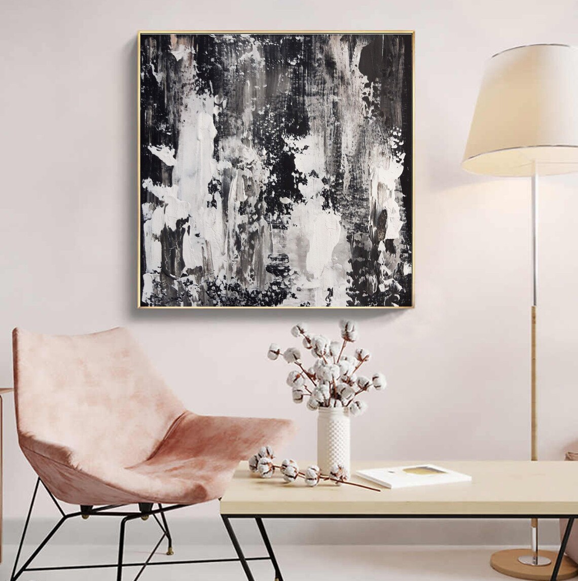 Large Black and White Wall Art Textured Wall Art Huge Canvas Etsy