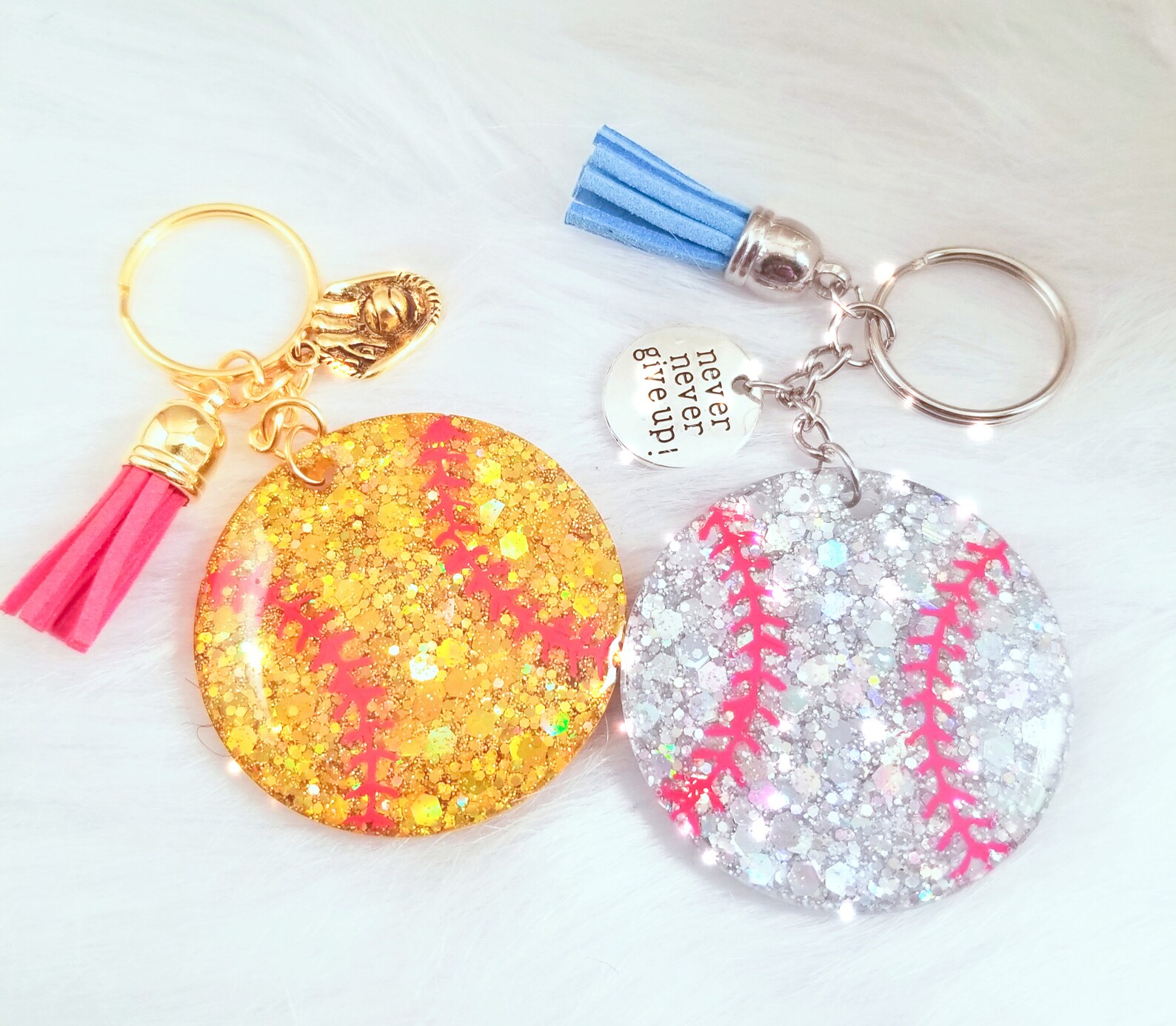 Glitter Baseball & Softball Keychains /custom Keychains Etsy