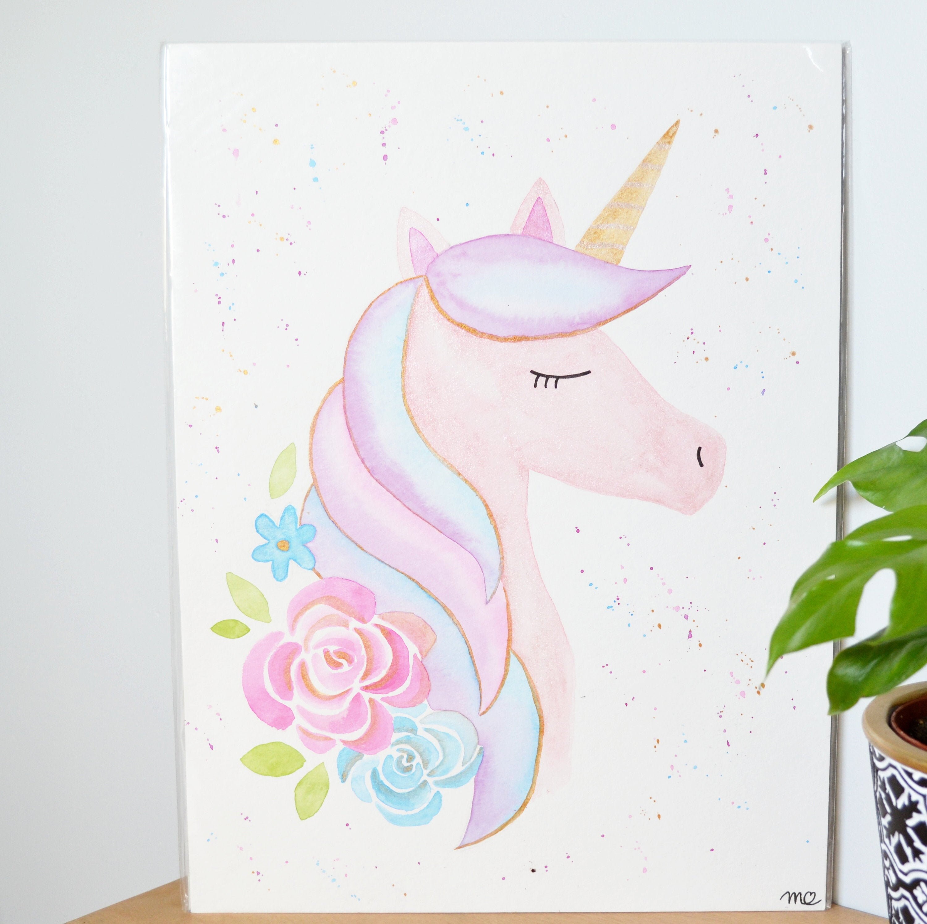 Licorne en Aquarelle, à Encadrer
