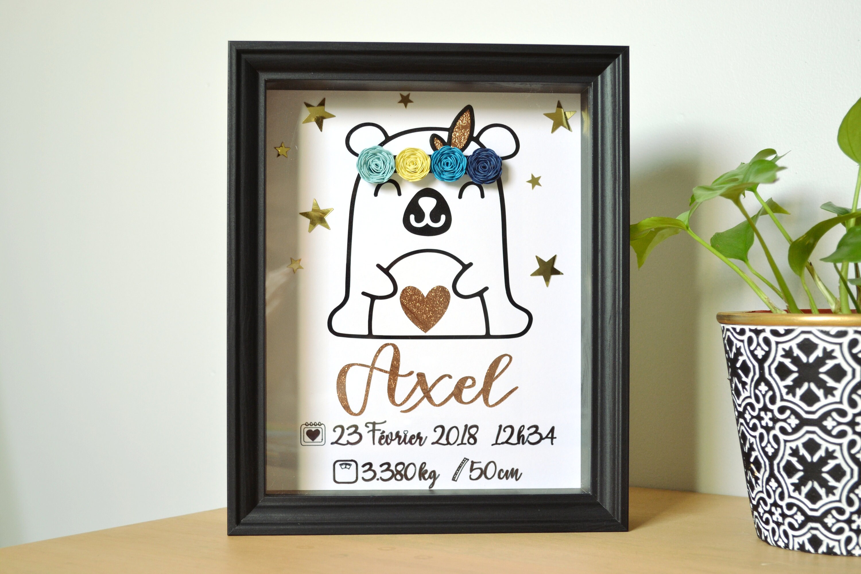 Cadre Ourson Naissance, à Personnaliser