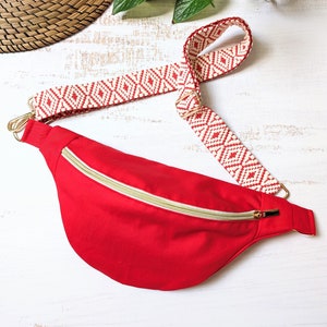 Plain fabric fanny pack Red