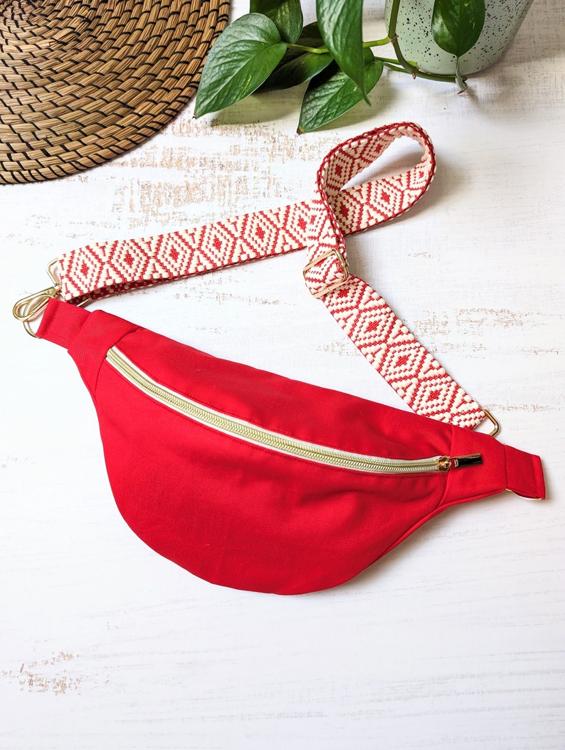 Plain fabric fanny pack Red