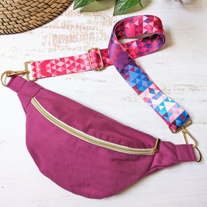 Plain fabric fanny pack Purple