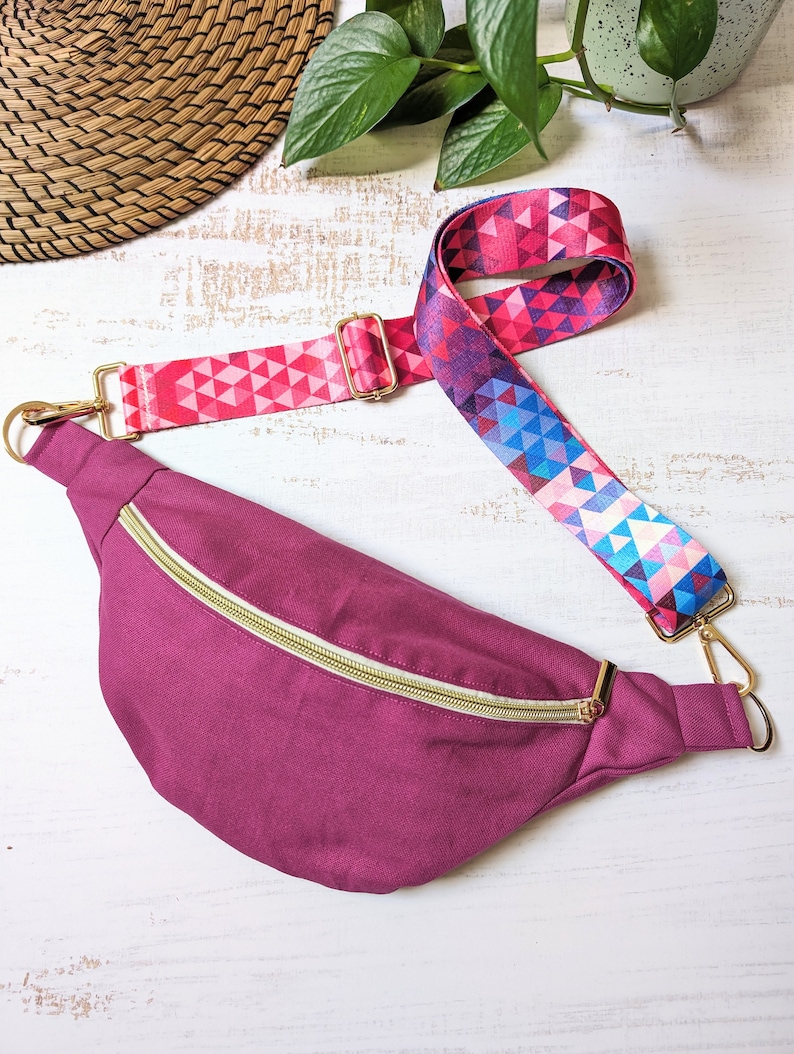 Plain fabric fanny pack Purple