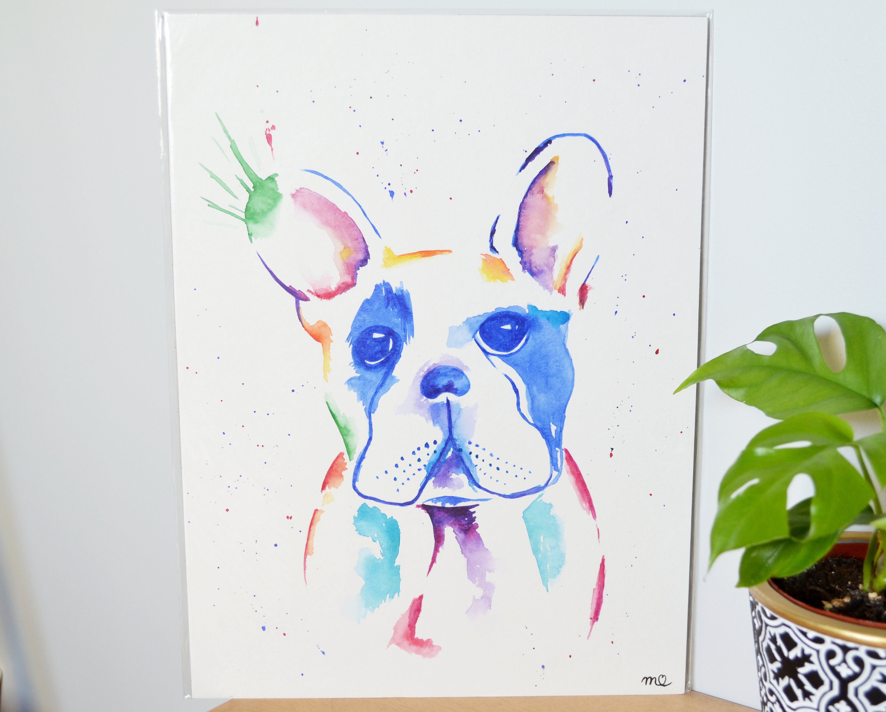 Chien en Aquarelle, à Encadrer