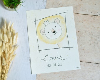 Watercolor Lion Birth, to personalize