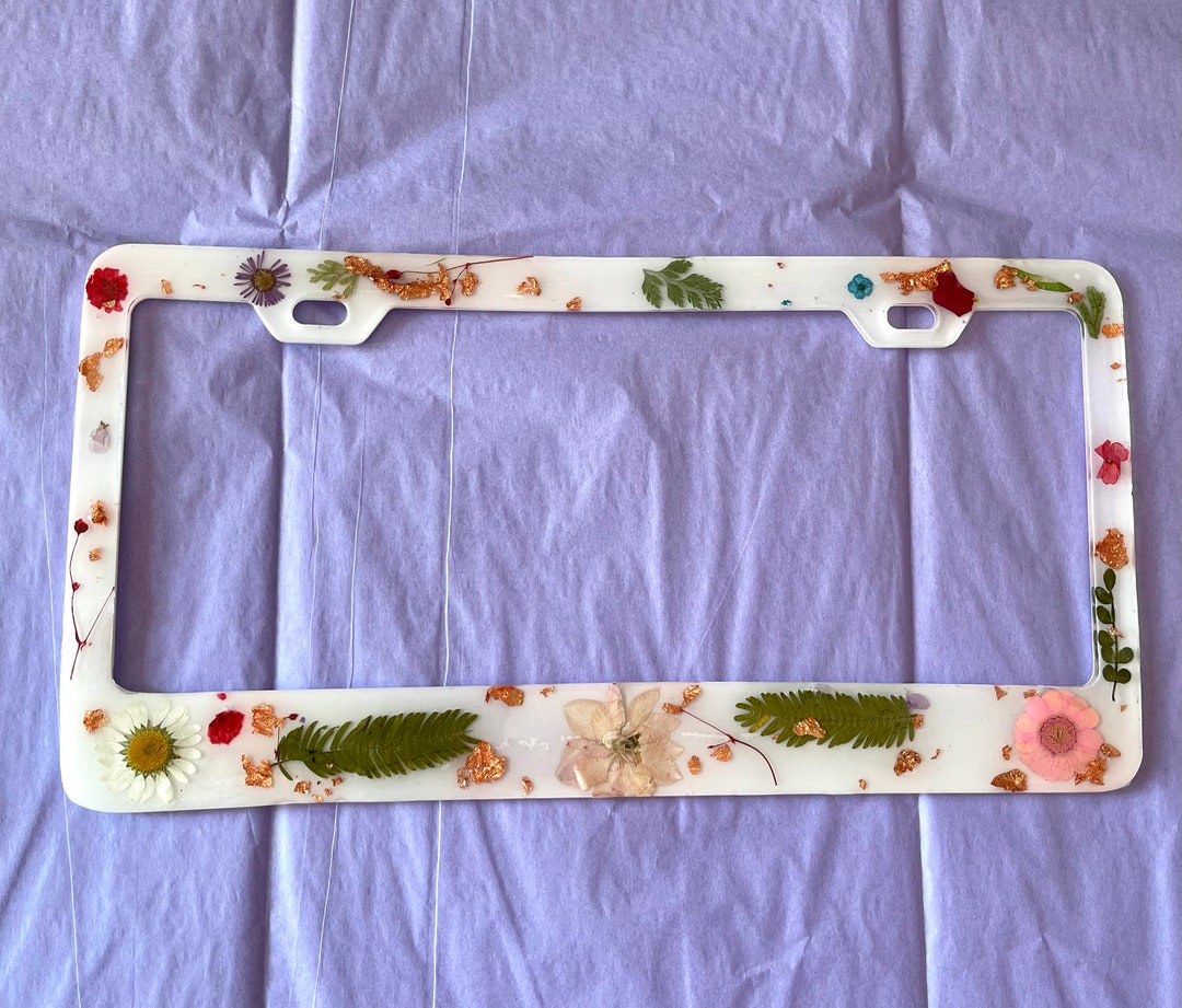 Floral License Plate Frame. Flower License Plate, Custom License Plate