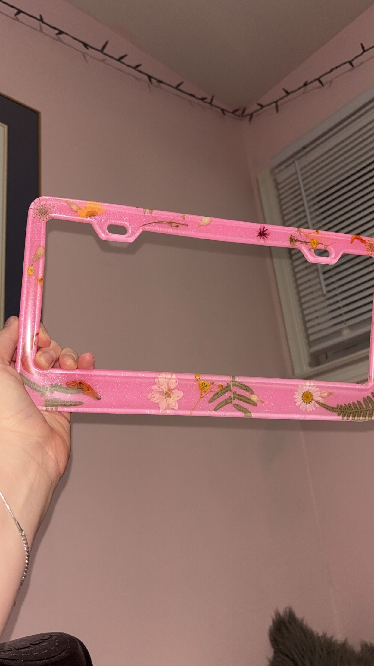 Pink License Frame Pink Glitter License Plate Frame. - Etsy
