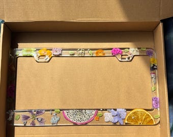Fruit and flowers  license plate frame