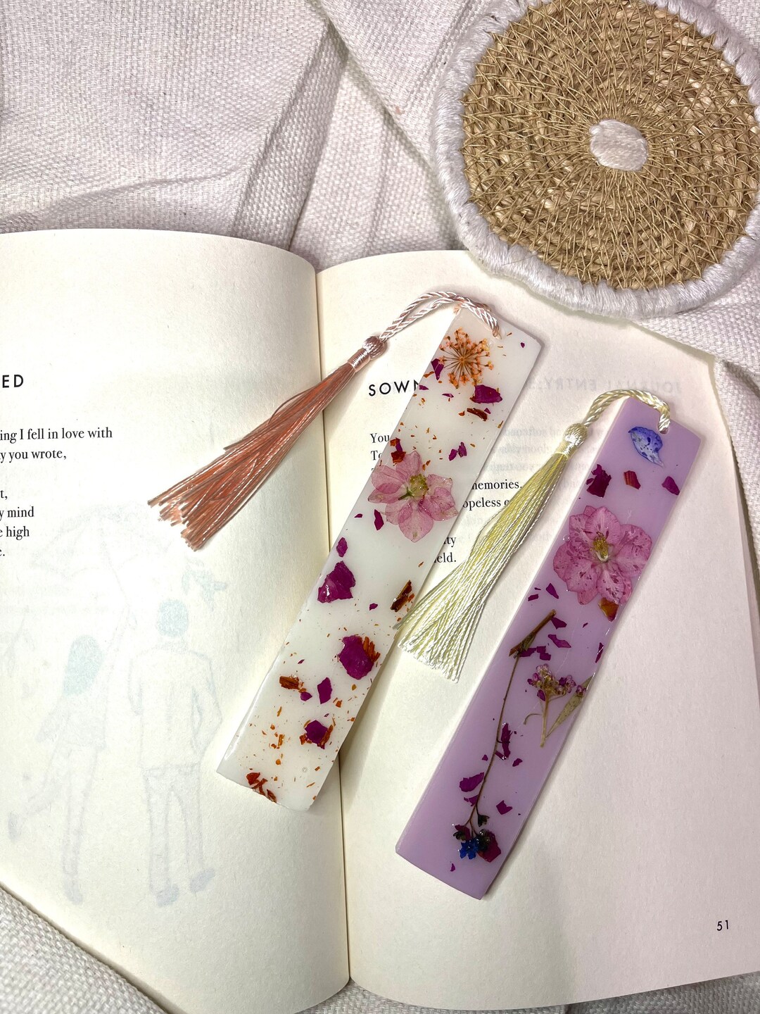 Floral Bookmark, Flower Bookmark, Bookmark With Flowers, Custom ...