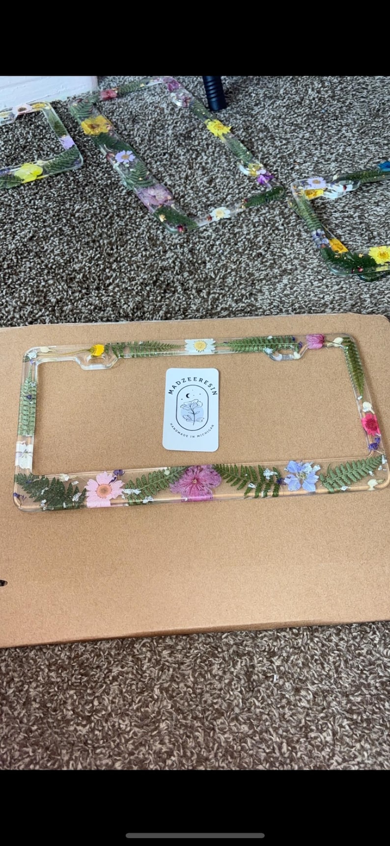 Floral License plate frame. Flower license plate, custom license plate, cute license plate, gift for her. image 2
