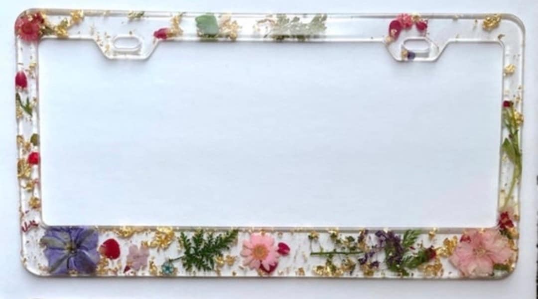 Floral License Plate Frame. Flower License Plate, Custom License Plate