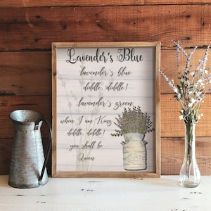 Lavender&#39;s Blue Digital Print | Poetry Art | Cottage Core Aesthetic | Poem and Song Lyrics