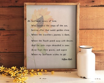 Ah, Sunflower by William Blake Digital Print | Poetry Art | Cottage Core Aesthetic | Poem