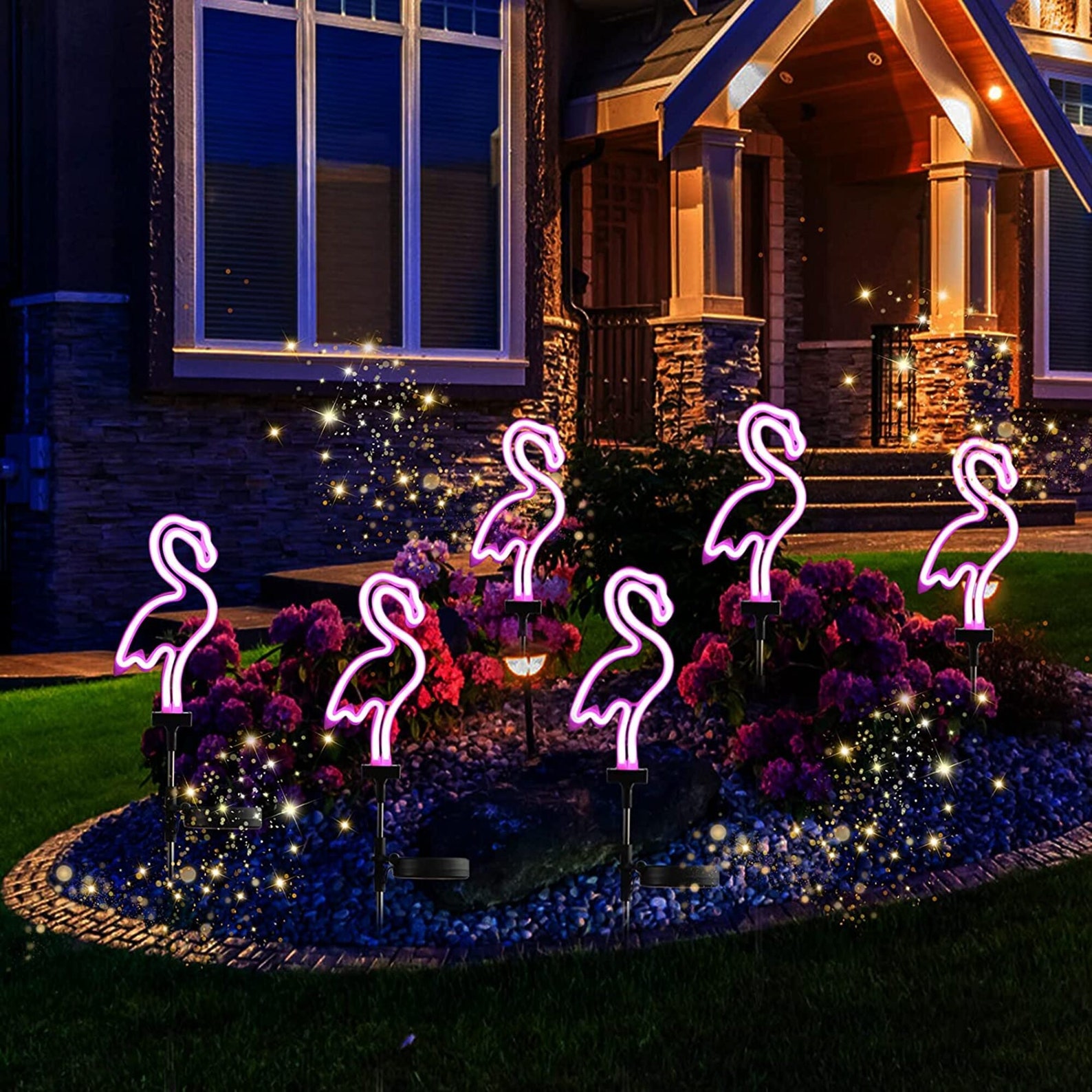 Solar Lights Outdoor Garden Flamingo Neon Decoration | Etsy