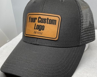Custom Rectangular Leather Patch Hat Personalized Leather Patch Hat