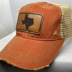 Texas Leather Patch Hat  Burnt Orange