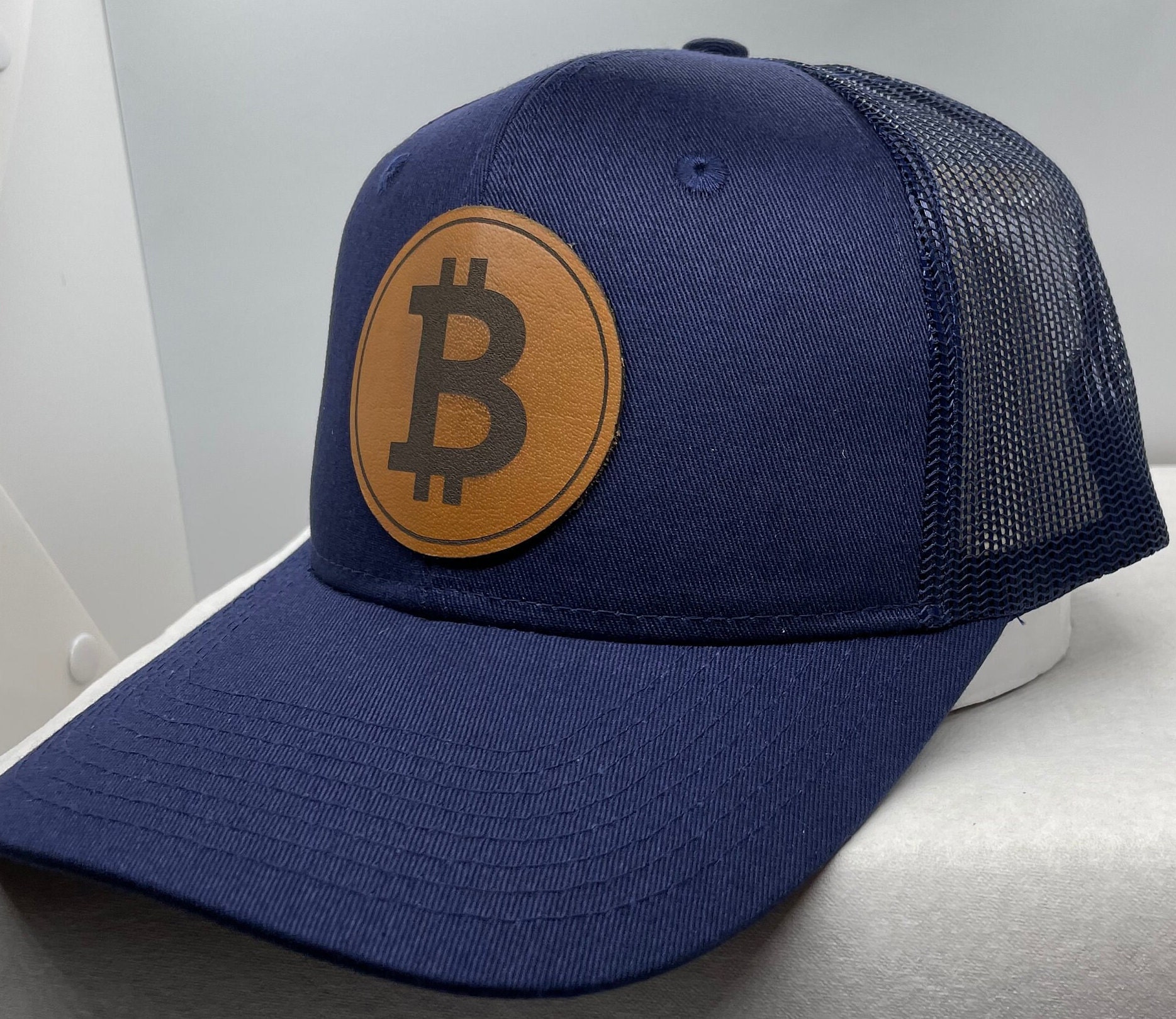 Bitcoin Leather Patch Hat Bitcoin Symbol Stock Market Bitcoin Hat Blue -  Etsy