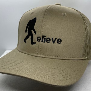 Bigfoot Hat Sasquatch Sightings Tan Hat Black Embroidered Bigfoot  I will Find You