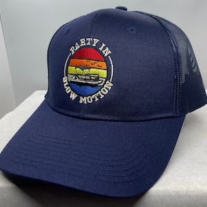 Partying in Slow Motion  Hat  Pontoon Cruising Boat Blue Structured Hat