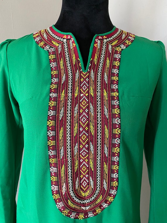 Handmade Green bohemian embellished goddess dress