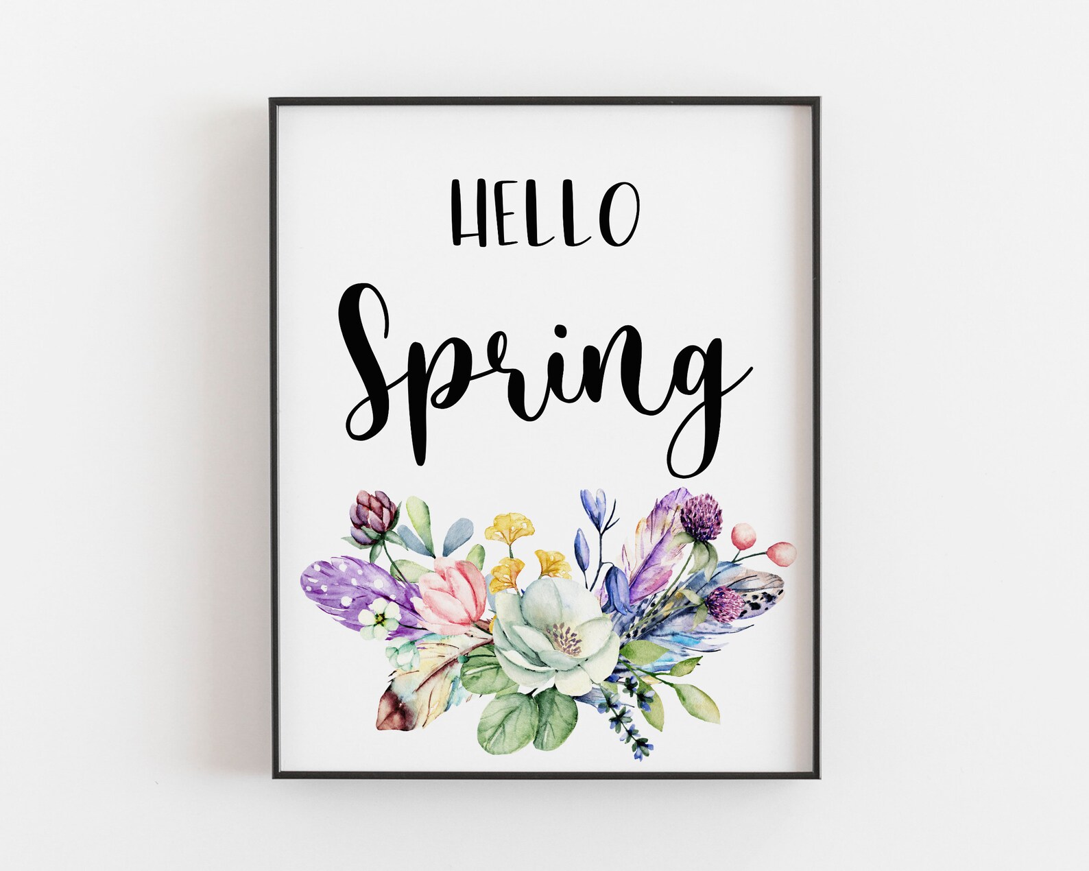 Hello Spring Wall Art Print Spring Floral Art Botanical Etsy