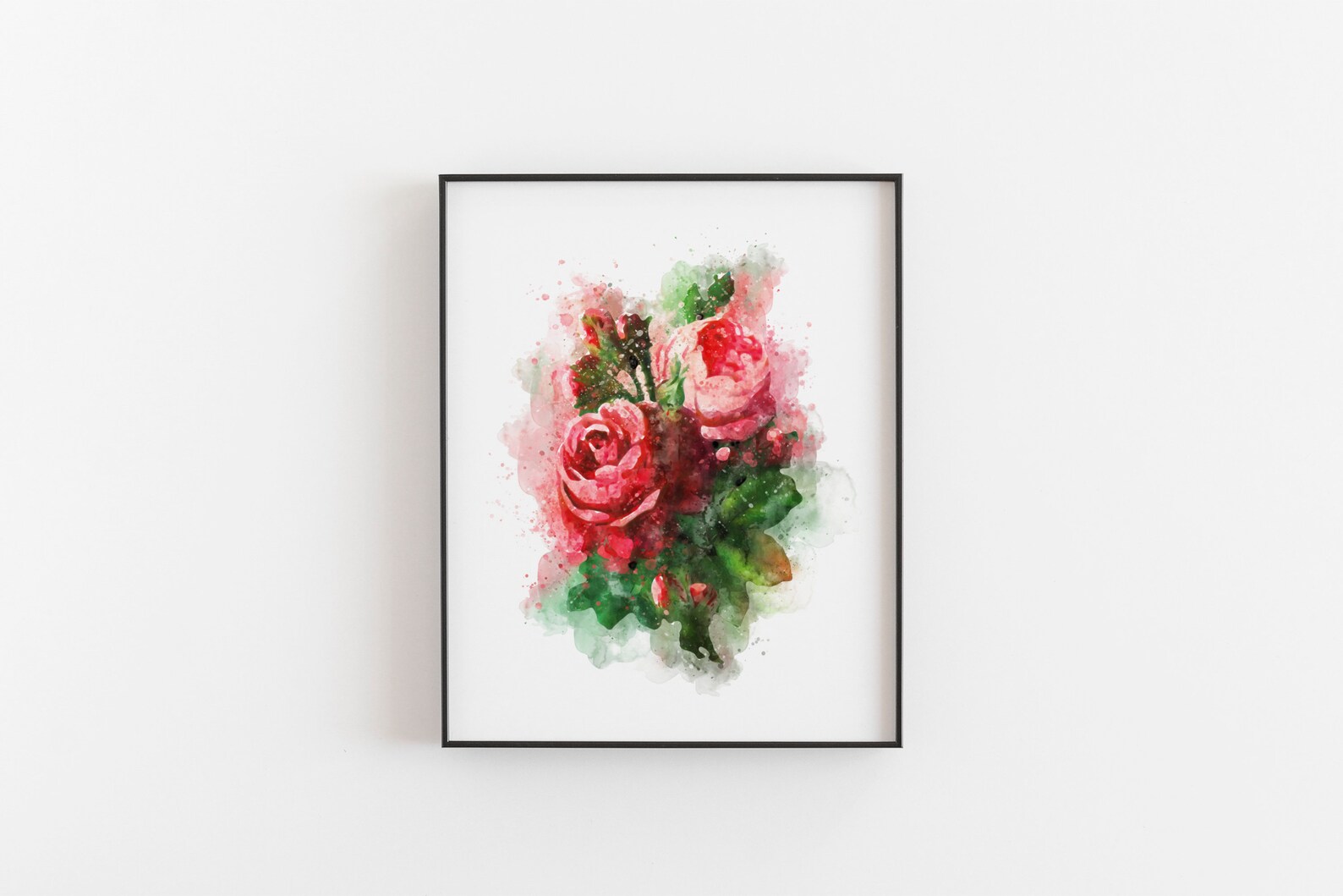 Red Pink Roses Print Rose Wall Art Rose Decor Floral Wall Art Etsy