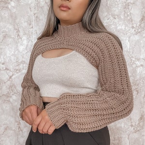 Silva Shrug Crochet Pattern // Ribbed, Mock Neck with Long Sleeves // All Sizes // Made to Measure