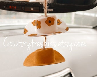 Sunflower Cowboy Hat Car Charm / Car Charms / Rearview Mirror Decor