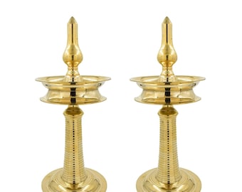 Raj Bharatham Brass Kerala Nilavilakku/ / Kutthu Vilakku / Deepam / Diya Para Religiones Pooja -Conjunto de Dos