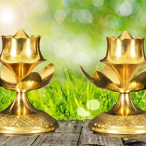 RAJ BHARATHAM 2 Brass Table Diya  Height 3 inch
