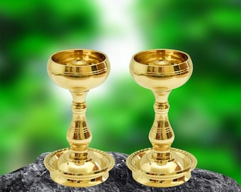 RAJ BHARATHAM Pure Brass Udupi Nanda Diya Deep  Deepam Udupi Vilakku Nanda Deepam Udupi Oil Lamp Traditional Diya Kerala Vilakku  11cm 2 PIC
