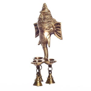 Raj bharatham ganesha suspensão de parede diy com sinos para decoração de casa, lâmpada de óleo diyas de suspensão de metal, diyas para diwali, ghanti para pooja,