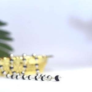RAJ BHARATHAM Original 925 Silver CAP Karungali Malai 54 / 108 Beads, Silver Ebony Beads