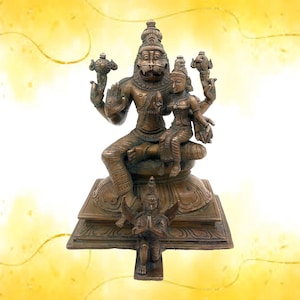 Bronze Lakshmi Narasimha Swamy Idol Panchaloha Laxmi Narasima Statue Narasingha Idols For Pooja Home Decor,Brown 7 Inch 1 Piece