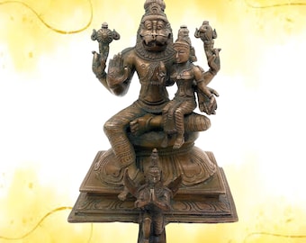 Bronze Lakshmi Narasimha Swamy Idol Panchaloha Laxmi Narasima Statue Narasingha Idols For Pooja Home Decor,Brown 7 Inch 1 Piece