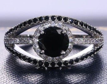 Bridal Rings,Ring Cocktail Rings Prong Ring Lab Created Onyx Ring Promise Ring Black Onyx Ring Halo Ring Onyx Rings Bridal Set Gift