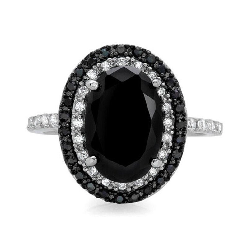 Bridal Rings,Ring Cocktail Rings Prong Ring Lab Created Onyx Ring Promise Ring Black Onyx Ring Halo Ring Onyx Rings Bridal Set Gift