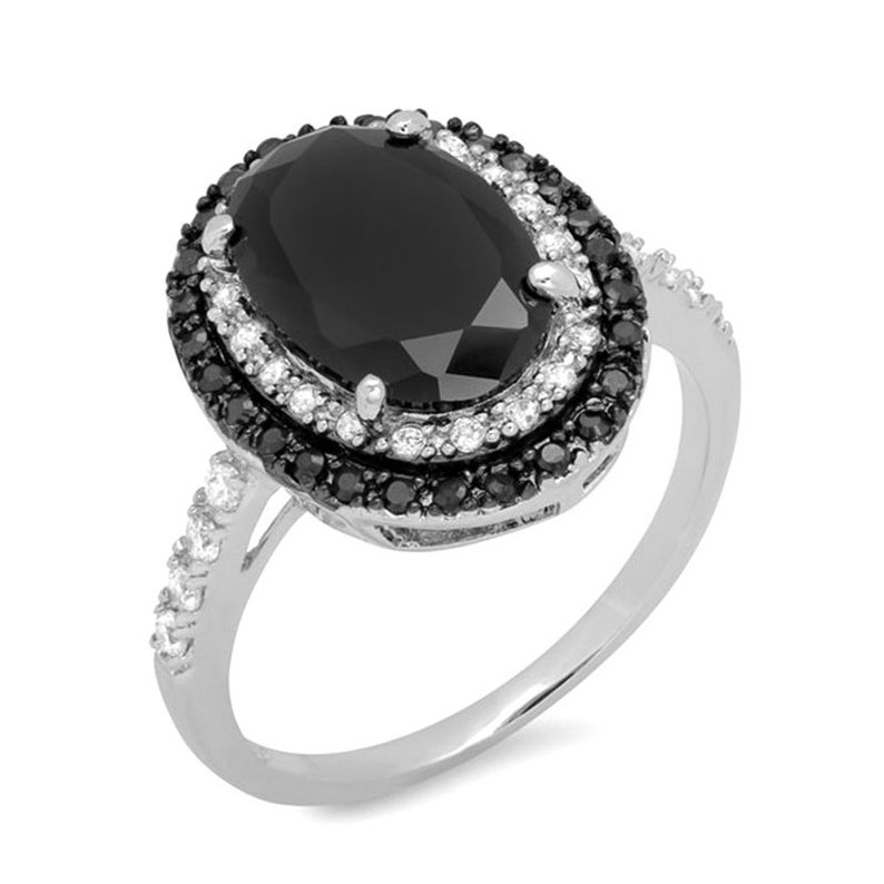Bridal Rings,Ring Cocktail Rings Prong Ring Lab Created Onyx Ring Promise Ring Black Onyx Ring Halo Ring Onyx Rings Bridal Set Gift