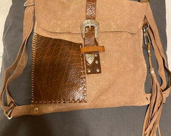 Handmade leather backpack purse