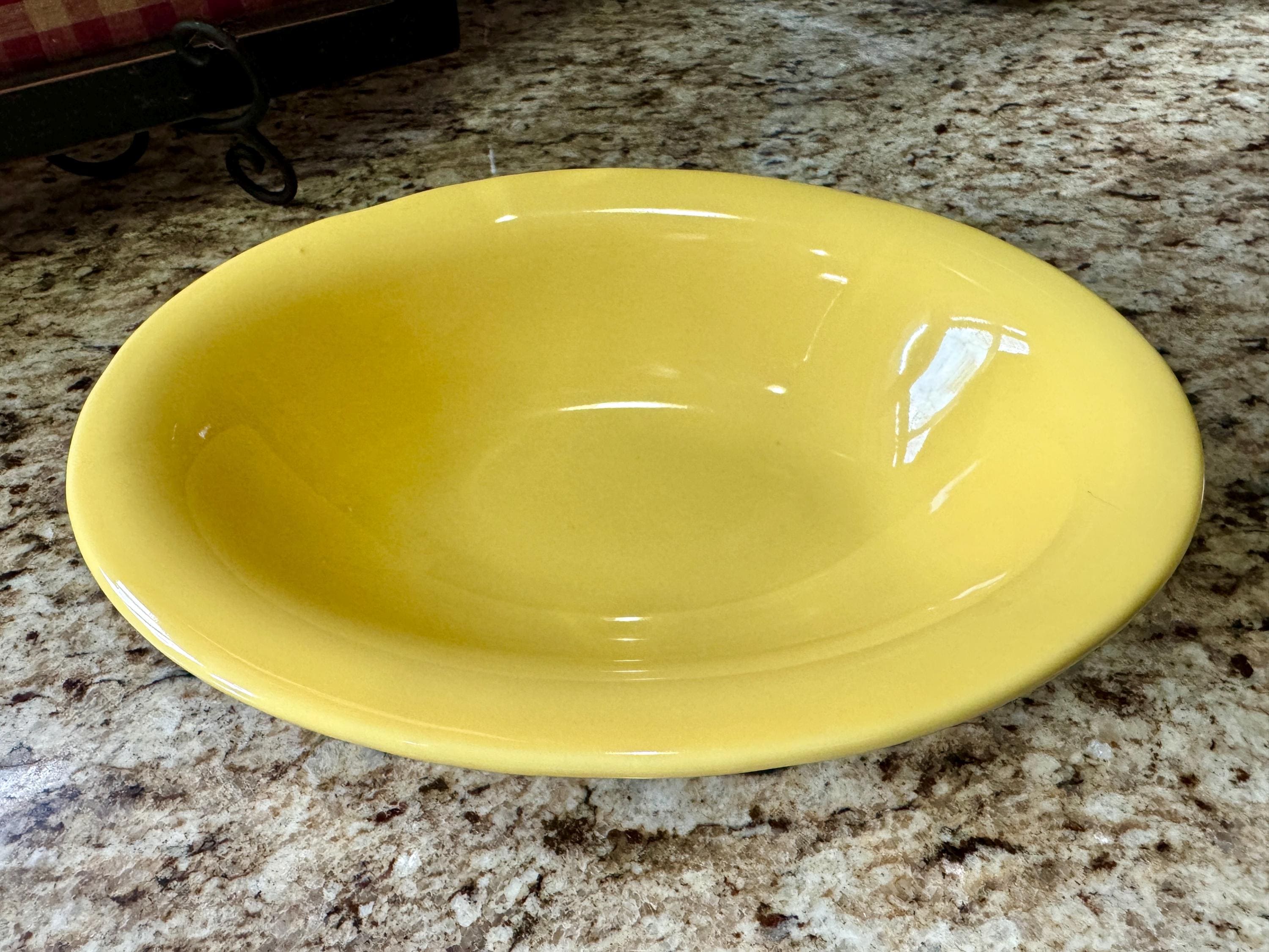 Vintage Homer Laughlin Lemon Yellow Oval Serving Bowl 1960s Diner