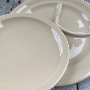 Syracuse China Adobe Tan Restaurant Ware Divided Grill Plates Salad Plates Diner Ware Vintage 1950’s-1960’s Syracuse Set of 12, READ DETAIL