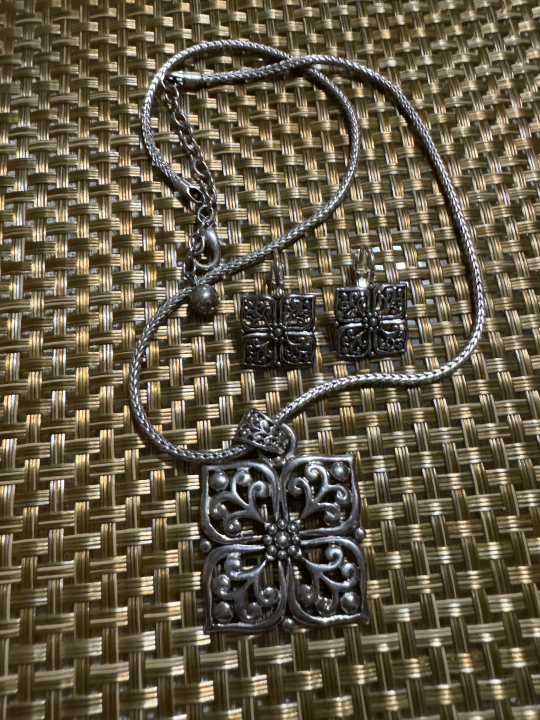 Vintage Premier Designs Jewelry Necklace and Earrings Set Silver Metal ...