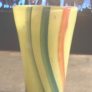 Romanian Art Glass Vase Blown Glass Vase Wavy Vase Green Swirl Glass Flower Holder Vintage Vases Boho Vase T22 READ DETAIL