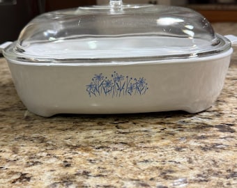 Vintage Corning Ware Casserole: Sears Microwave Browning Dish with Lid