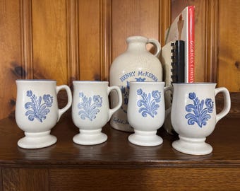 Vintage Pfaltzgraff Yorktowne Pattern Footed Mugs Cups Hot