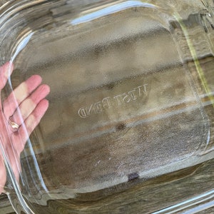 Vintage West Bend Glass Slow Cooker Lid Casserole Dish Square Glass Bakeware Handles Textured Top Kitchen Decor A2