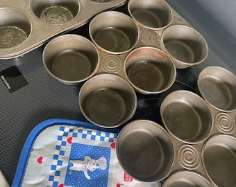 Vintage 1960s Muffin Tins: Six & Eight Hole Baking Pans, Set of 3