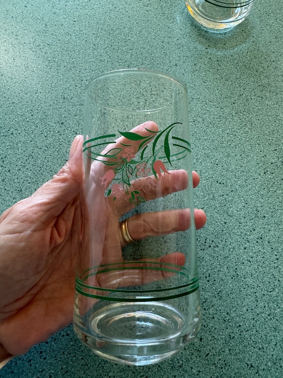 Vintage Corelle Rosemarie Tumblers: Floral Iced Tea Glasses, Set